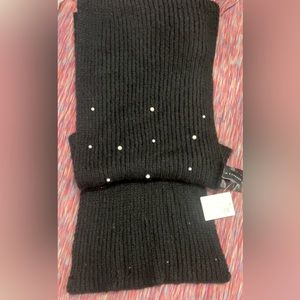 Black scarf with pearls and rhinestones